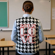 Load image into Gallery viewer, GOD is LOVE houndstooth Zip Up Puffer Vest