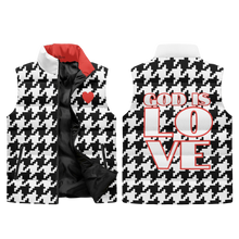 Load image into Gallery viewer, GOD is LOVE houndstooth Zip Up Puffer Vest