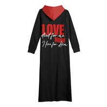 Load image into Gallery viewer, LOVE died for me Long Hooded Dress
