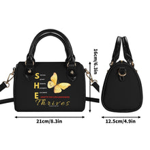 Load image into Gallery viewer, She Thrives Leather Mini Small Boston Bag Satchel Handbag with keychain
