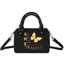 Load image into Gallery viewer, She Thrives Leather Mini Small Boston Bag Satchel Handbag with keychain
