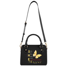 Load image into Gallery viewer, She Thrives Leather Mini Small Boston Bag Satchel Handbag with keychain
