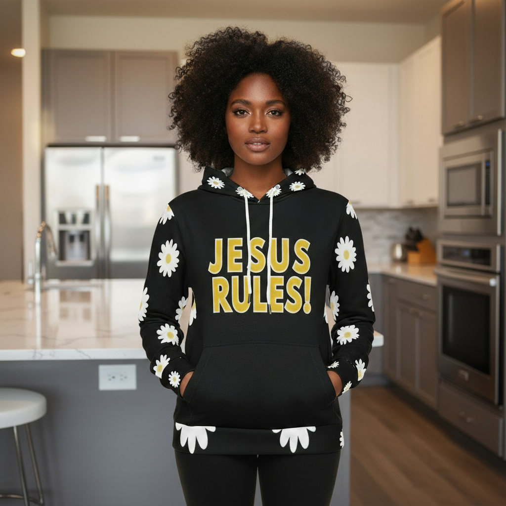 JESUS RULES Women's Long Sleeve Fleece Hoodie new