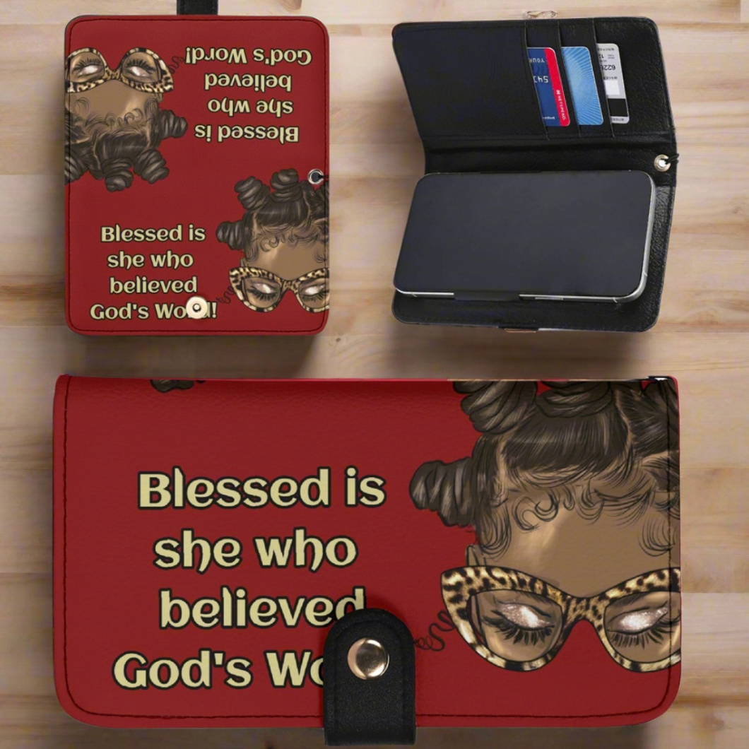 Blessed is She..Phone Flip Case Vegan Leather Cover