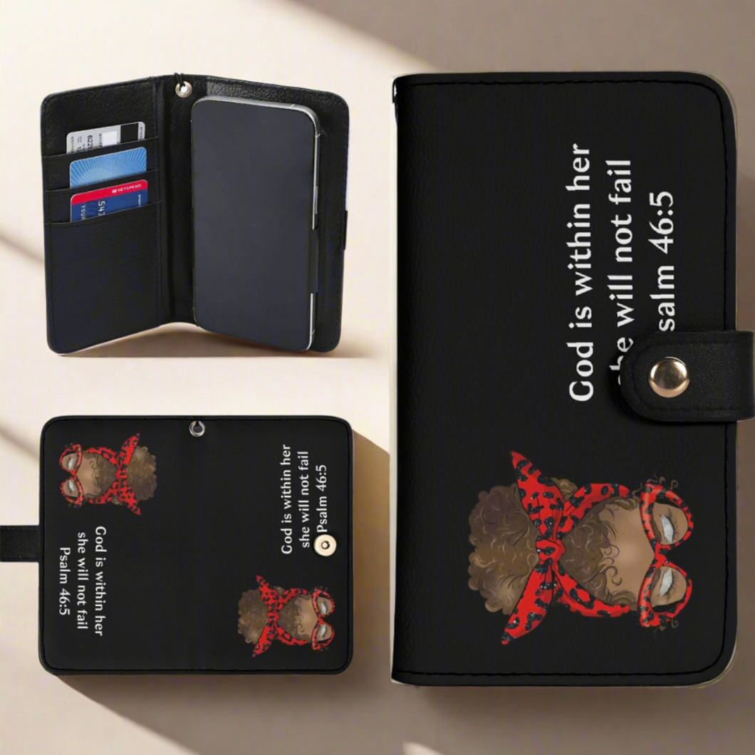 God is Within Her Phone Flip Case Vegan Leather Cover
