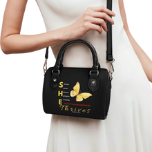Load image into Gallery viewer, She Thrives Leather Mini Small Boston Bag Satchel Handbag with keychain
