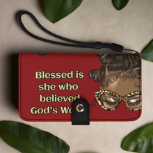 Load image into Gallery viewer, Blessed is She..Phone Flip Case Vegan Leather Cover
