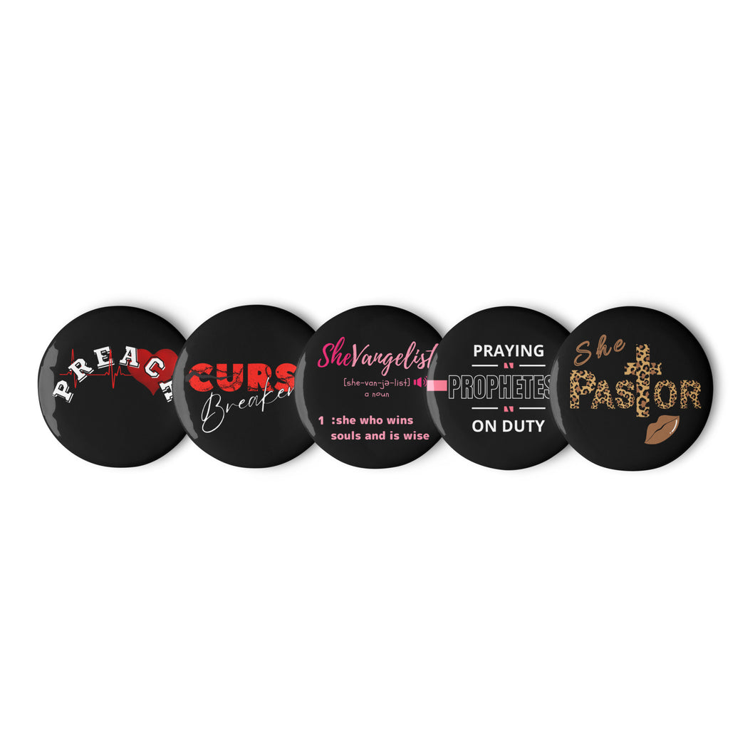 WORD PIN BUTTONS #3 (set of 5)