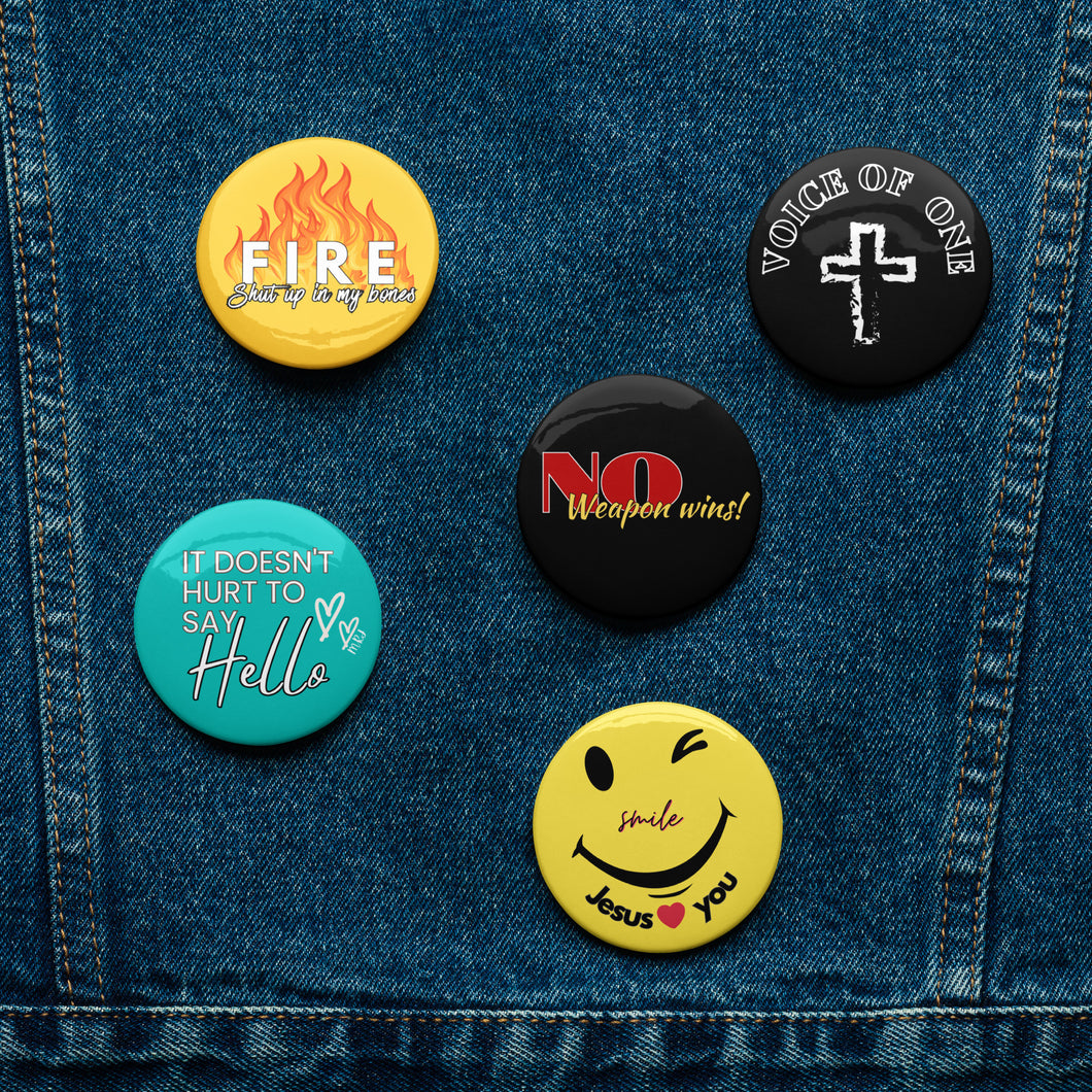 WORD PIN BUTTONS #2 (set of 5)