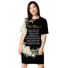 Load image into Gallery viewer, SheThrivor Mantra Tee-shirt dress
